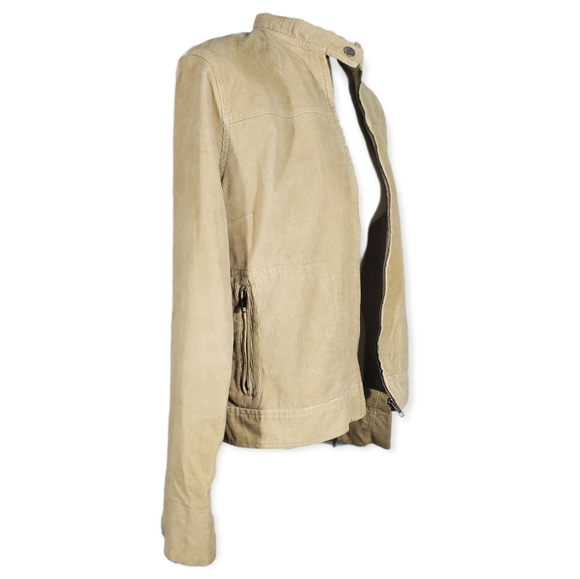 NY&COMPANY Corduroy Zip-up Bomber Jacket Tan Zippered Pockets Size M - Picture 5 of 12